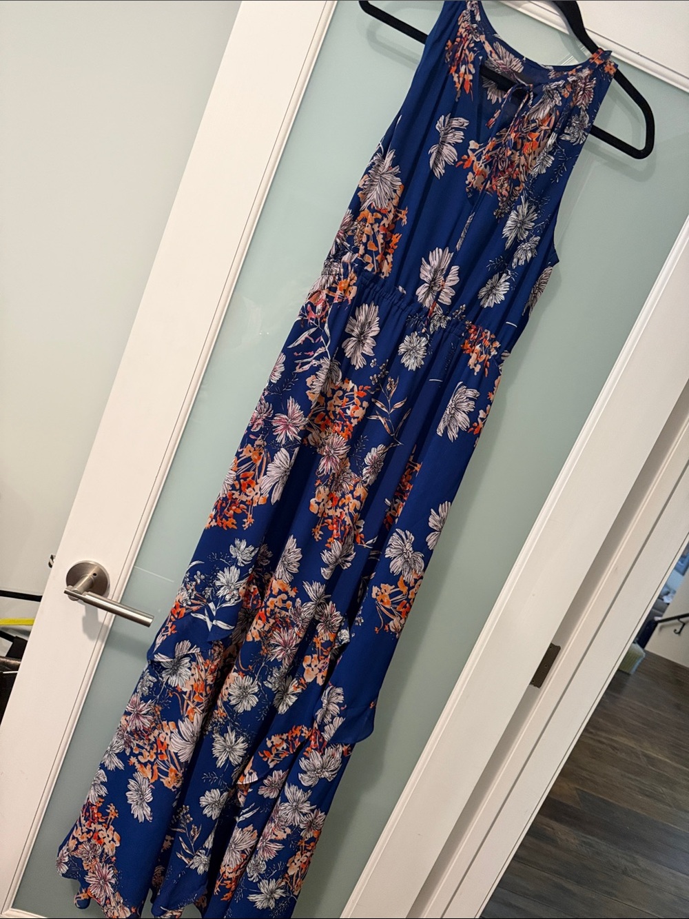 Greylin Brand Cobalt Blue Floral Sleeveless Maxi Dress Like New